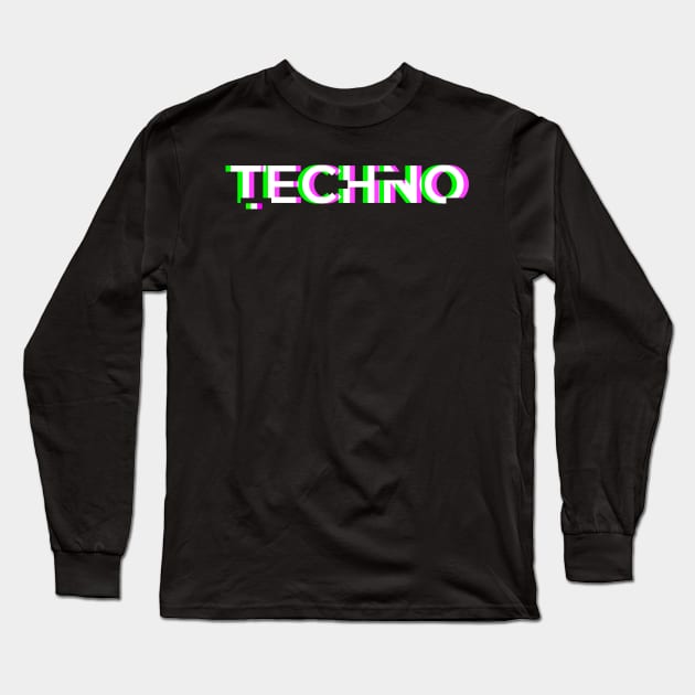 Retro Glitch Techno Music | EDM Rave Long Sleeve T-Shirt by MeatMan